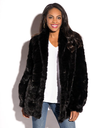 ranch Mink Fur Jacket with Shawl Collar & Bracelet Cuffs