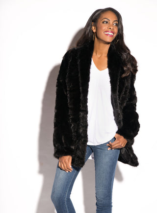 ranch Mink Fur Jacket with Shawl Collar & Bracelet Cuffs