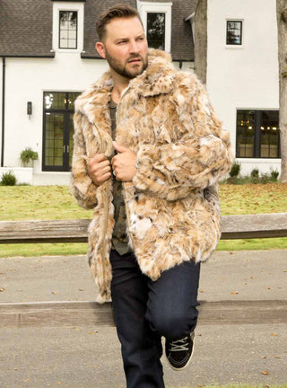 men's lynx fur bomber jacket