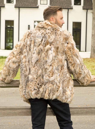 men's lynx fur bomber jacket