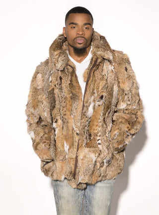 men's lynx fur bomber jacket