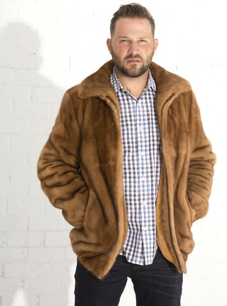 Men's Female Mink Fur Bomber Jacket.