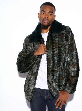 men's green mink fur bomber jacket