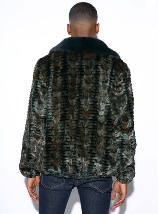 men's green mink fur bomber jacket