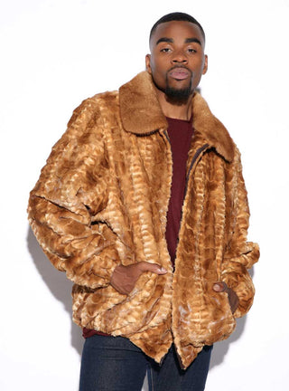 men's whisky mink fur bomber jacket