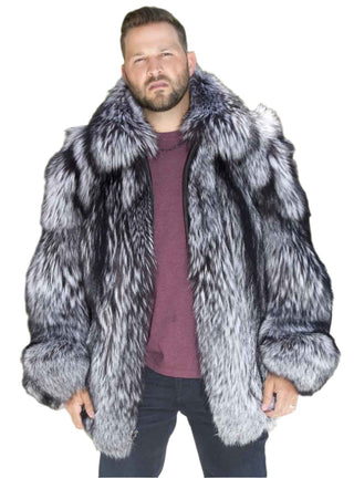 men's full skin silver fox jacket