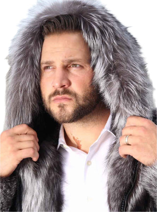 men's silver fox fur jacket