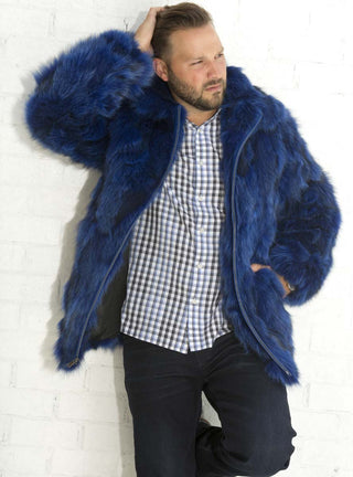 Men's Fox Fur Bomber Jacket.