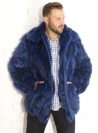 Men's Fox Fur Bomber Jacket.