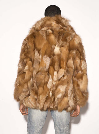 men's crystal fox fur jacket