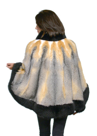 gray fox fur cape with detachable belt