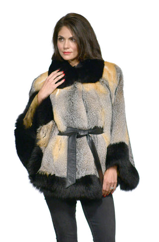 gray fox fur cape