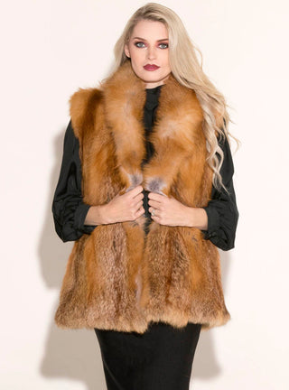 natural red fox vest