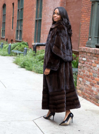 women's mahogany female mink fur coat with swing