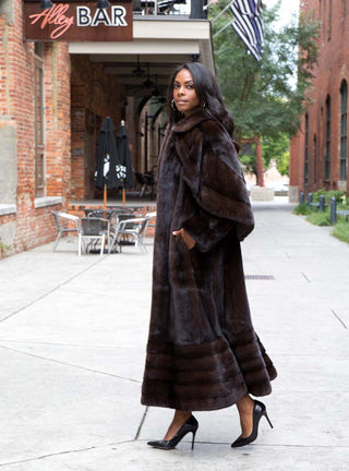 Full Length Mink Fur Swing Coat with Optional Cape.