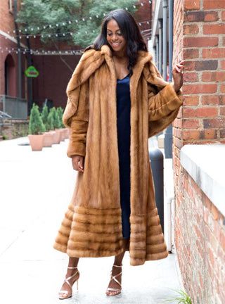 women's whisky female mink fur coat with swing