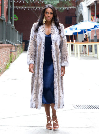 Bobcat Fur Coat With Shawl Collar.