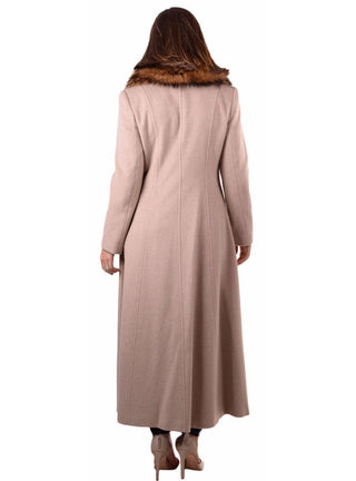 Women's Cashmere Coat with Detachable Raccoon Fur Shawl Collar