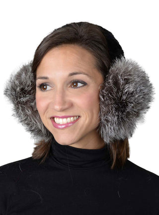 silver fox fur earmuffs