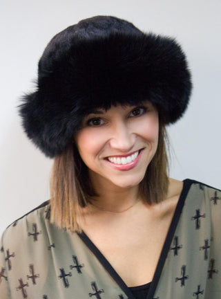 ranch Mink Fur Hat with Fox Fur Trim