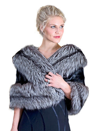 Women's Mink Fur Cape with Fox Fur Trim