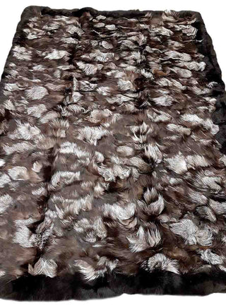 Silver Fox Fur Blanket with Black Fox Fur Trim.