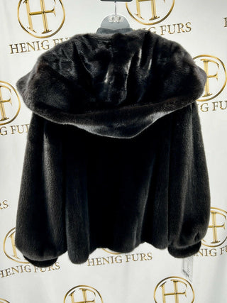 Blackglama Natural Ranch Mink Fur Jacket with Hood.