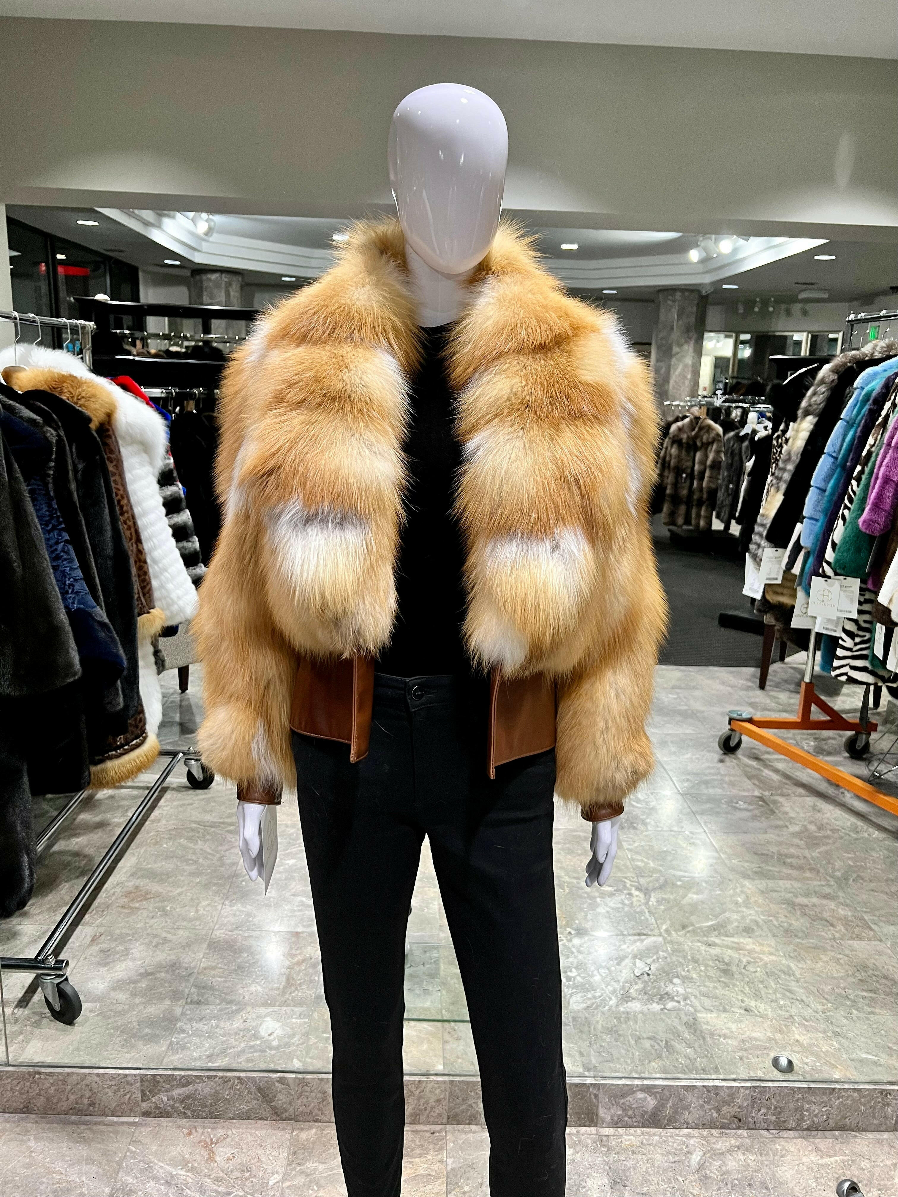 Unravel Vedhæft til det er alt Natural Red Fox Fur Jacket with Leather Trim | Henig Furs