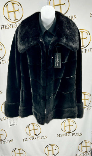 fur clearance - sheared mink fur jacket with full skin mink trim