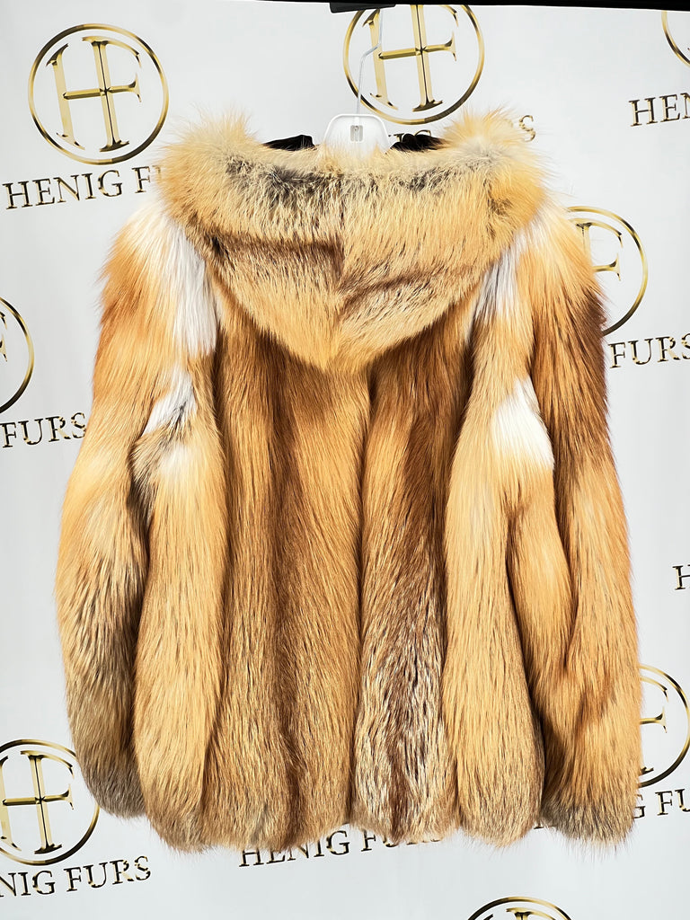 Henig Furs Men's Cashmere Coat with Full Skin Mink Fur Collar Grey / S